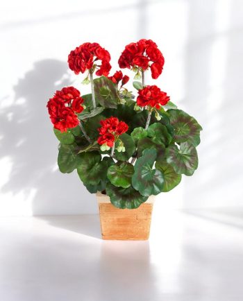 Geranium Red Bush – Artificial Flowering Plant for Indoors